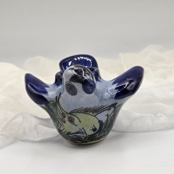 Vintage Signed Tonala-Style Mexican Pottery Bird Candle Holders  Hand-Painted 86 - Picture 13 of 15